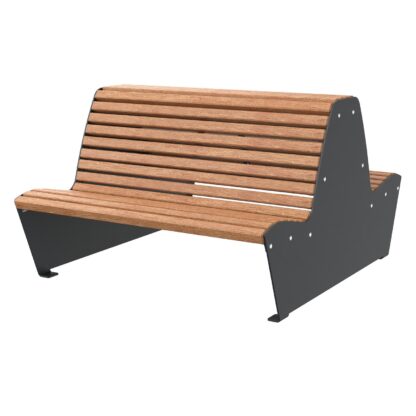 3B Seat Park bench, galvanized steel frame, wooden seat, 6-seater, double-sided - Image 2