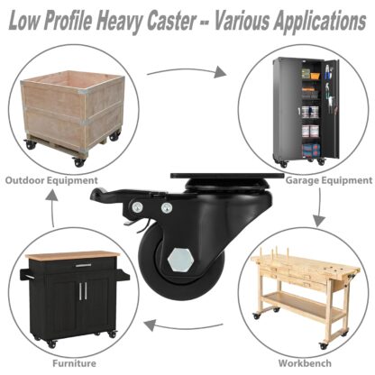 Heavy Duty Casters for Server Racks/Cabinets- 4 pack, 2-inch (2 w/brakes, 2 without) - Image 7