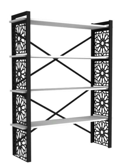 Modern Wooden & Laser-Cut Steel Bookshelf - Image 2