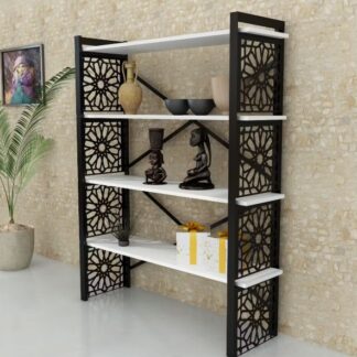 Modern Wooden & Laser-Cut Steel Bookshelf