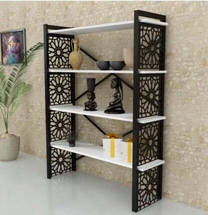 Modern Wooden & Laser-Cut Steel Bookshelf