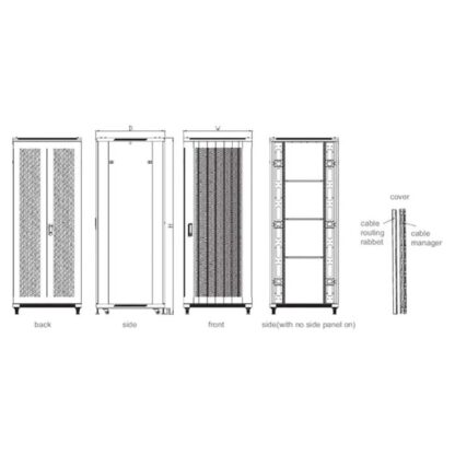ProRack 42U 800*800 Standing Server Rack with Vented Door (Not Installed) - Image 4