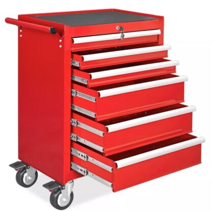 Tool Cabinet - 6 Drawer, Red - Image 4
