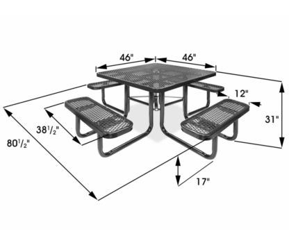 Metal Picnic Table - 46" Square - Image 2