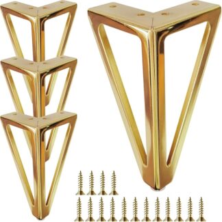 6 Inch Gold Metal Furniture Legs, 4 Pack