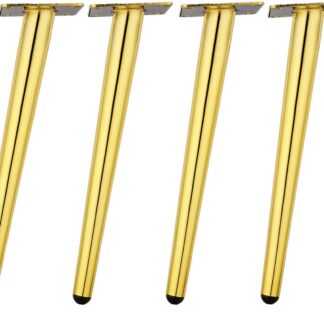 14 Inch Furniture Legs Gold Round Tapered Metal Table Leg, Slant Cabinet Furniture Feet Hardware for Coffee Table, 4 Pack