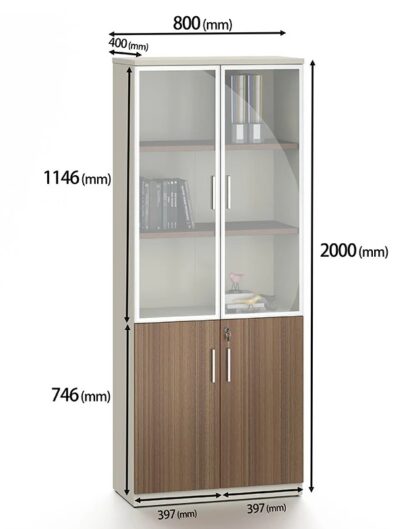 Bookcase, Display Unit - Hazelnut & Beige. - Image 2