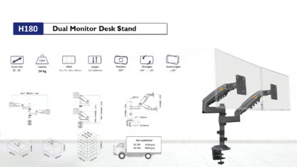 Dual Monitor Desk Stand H180 - Image 4