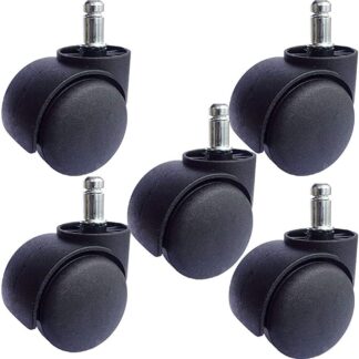 Office Chair Caster Wheel 2 Inch Universal Standard Size Computer Gaming Chair Caster Wheels Replacement Set of 5 (Black)