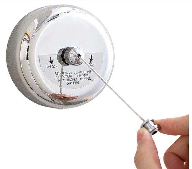 Retractable Clothesline with 8-Foot Adjustable Nylon Line, Stainless Steel Finish - Image 2