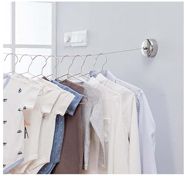 Retractable Clothesline with 8-Foot Adjustable Nylon Line, Stainless Steel Finish - Image 5