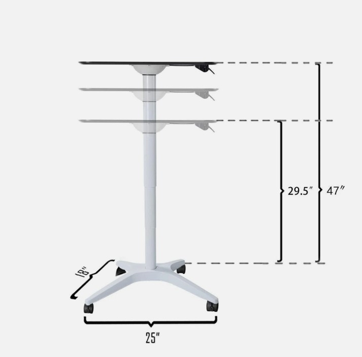 Mobile Table Height Adjustable Rolling Lectern Laptop Workstation with Pneumatic Lift Desk - Image 6