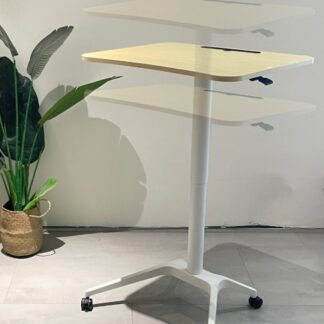 Mobile Table Height Adjustable Rolling Lectern Laptop Workstation with Pneumatic Lift Desk