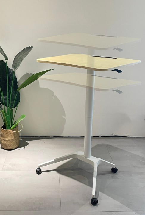 Mobile Table Height Adjustable Rolling Lectern Laptop Workstation with Pneumatic Lift Desk